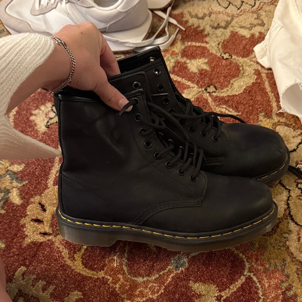 Dr. Martens Black Boots with Yellow Accents